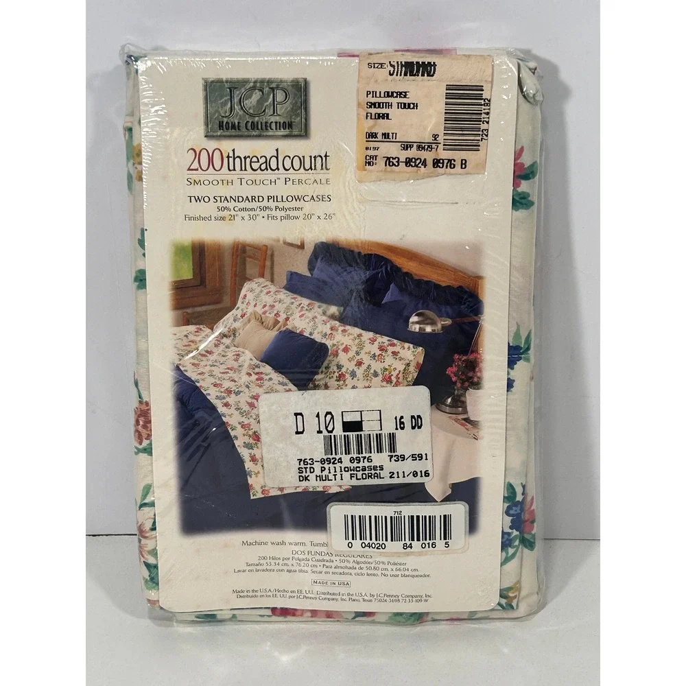 JCP Home Collection Vintage Floral Standard Pillowcases 200TC Percale Set of 2